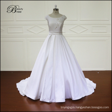 Wedding Dress Satin Wedding Grown   Embroidery Beading Bridal Dress